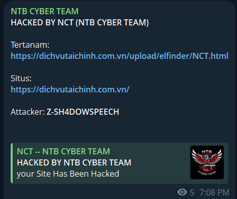 NTB CYBER TEAM针对谭安贸易、服务及管理顾问有限公司网站