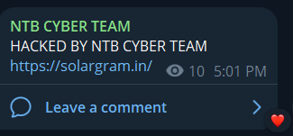 NTB CYBER TEAM瞄准SOLARGRAM网站