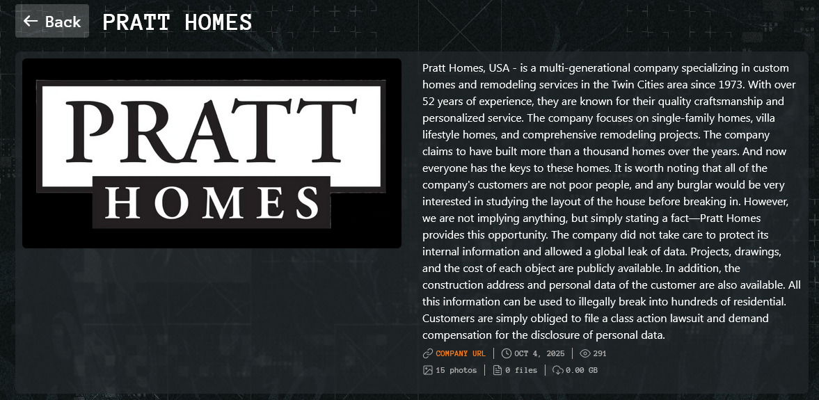 PRATT HOMES&REMODELING成为Qilin勒索软件的受害者