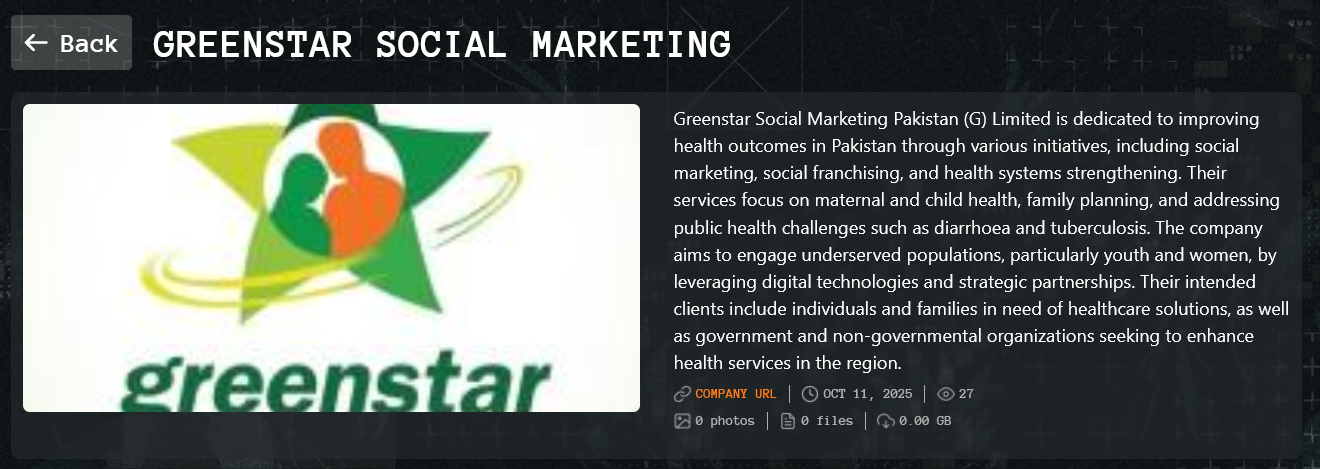 Greenstar Social Marketing Pakistan(Guarantee)Limited成为Qilin勒索软件的受害者