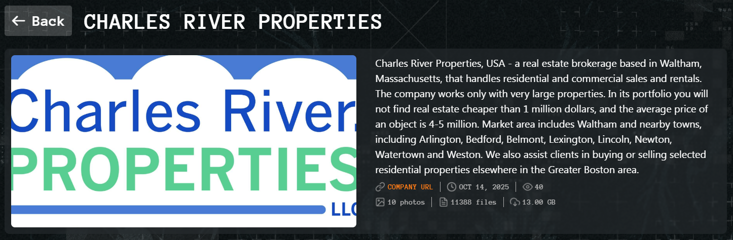 Charles River Properties LLC成为Qilin勒索软件的受害者