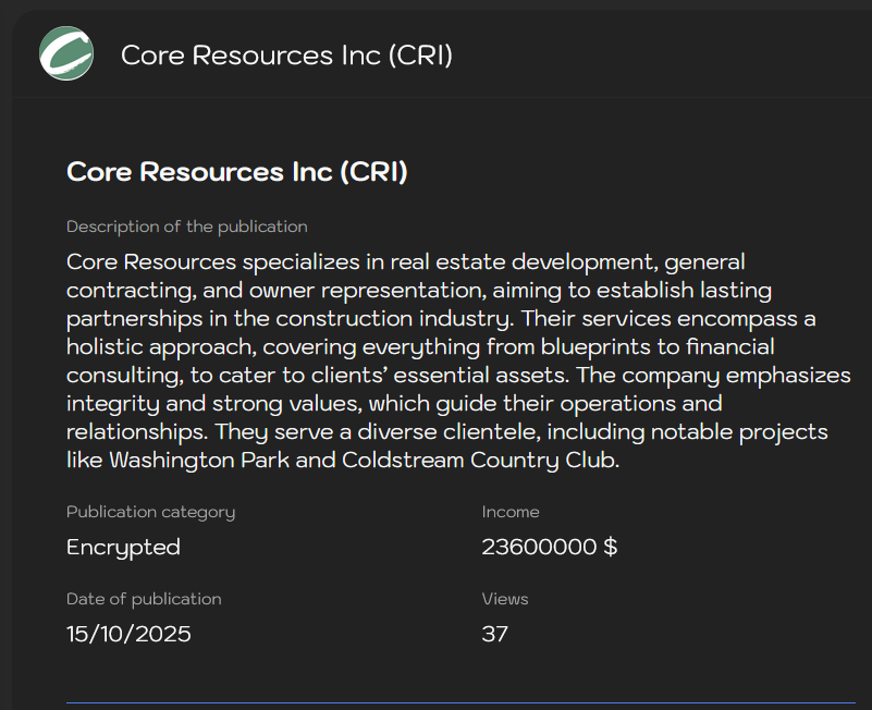 Core资源公司(CRI)成为Sinobi勒索软件的受害者