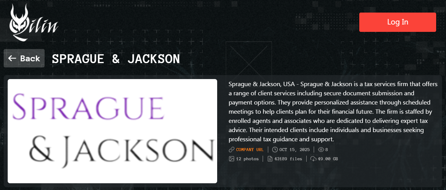 Sprague&Jackson成为Qilin勒索软件的受害者