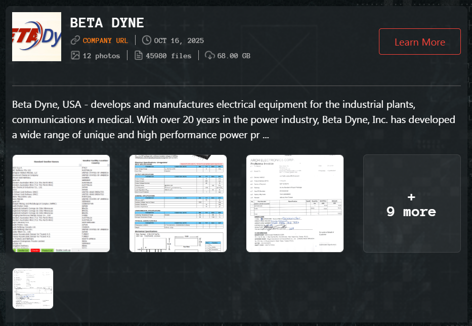 Beta Dyne Inc.成为Qilin Ramsomware的受害者