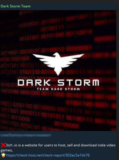 Dark Storm Team瞄准itch.io网站