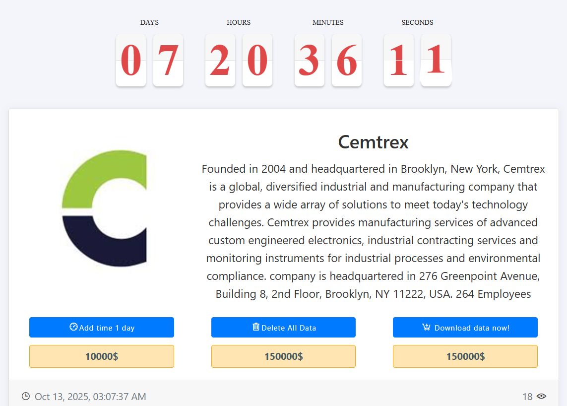 Cemtrex Inc.成为MEDUSA勒索软件的受害者