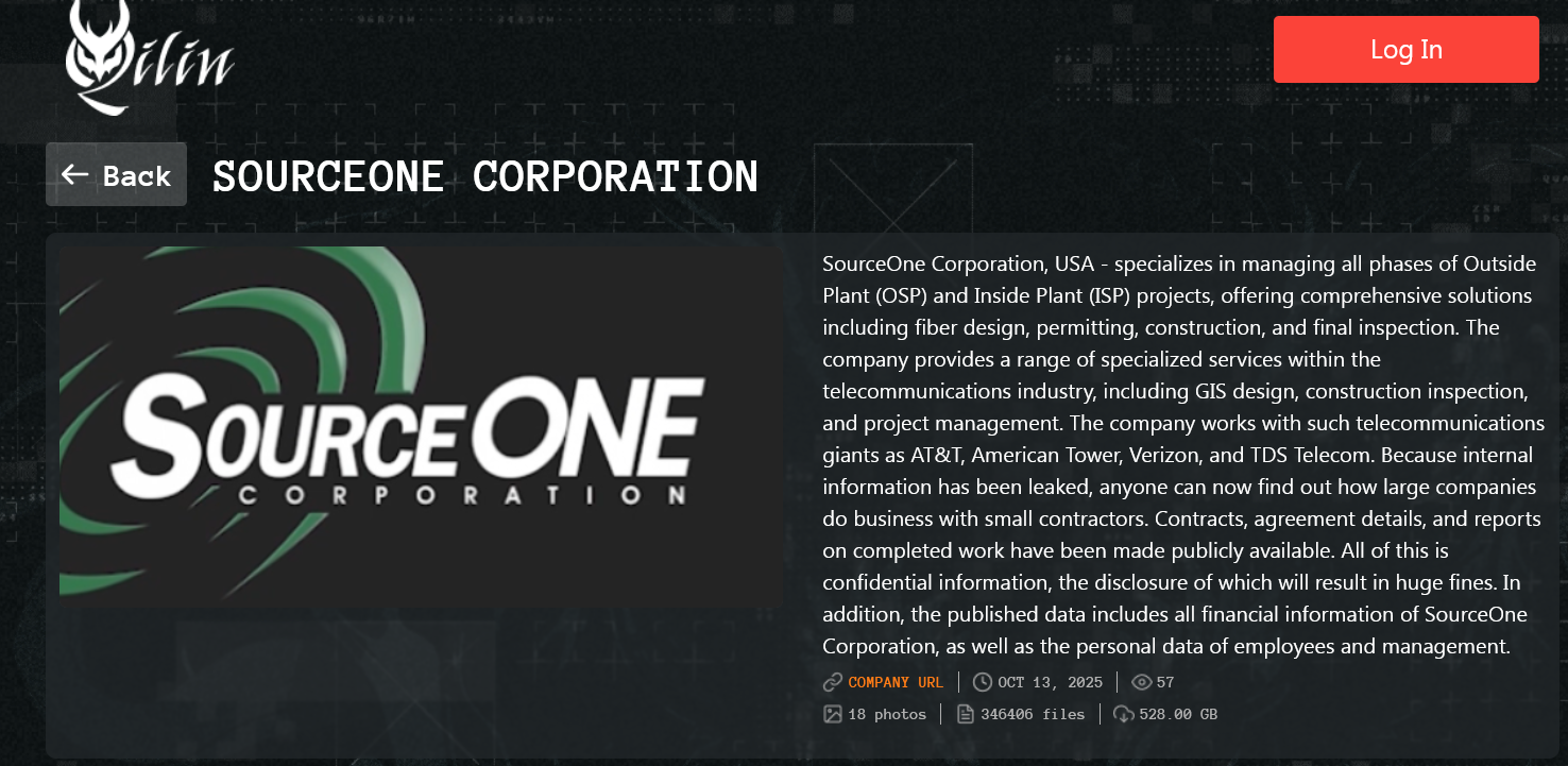 SourceOne Corp.成为Qilin勒索软件的受害者