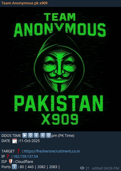 Anonymous队Pk X909瞄准新生招聘网站