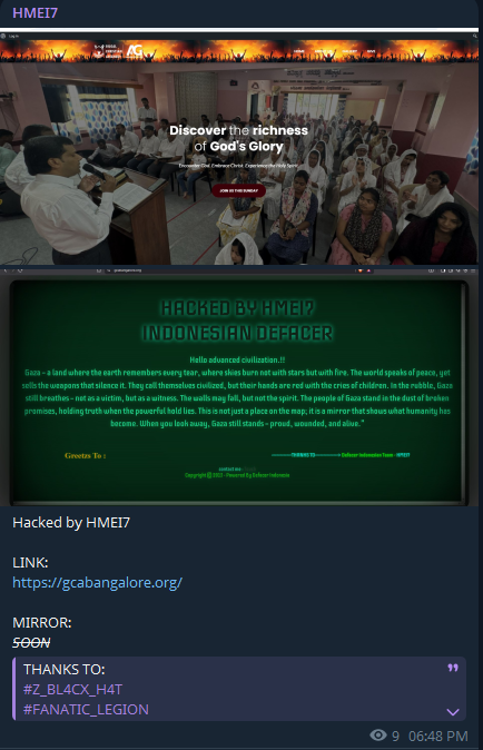 HMEI7针对吉甲基督教大会网站