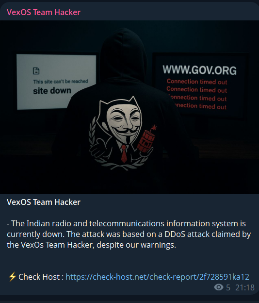 VexOS团队黑客瞄准全印Radio网站