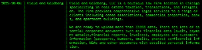 Field and Goldberg，LLC成为akira勒索软件的受害者