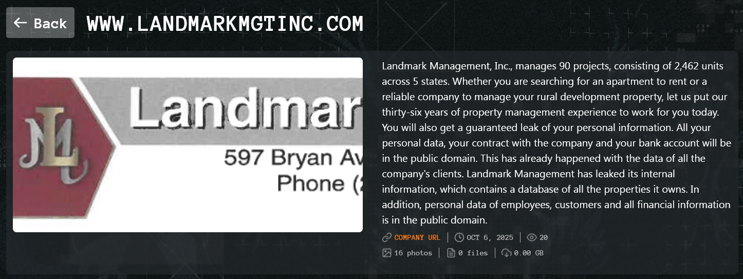Landmark Management、Inc.成为Qilin勒索软件的受害者