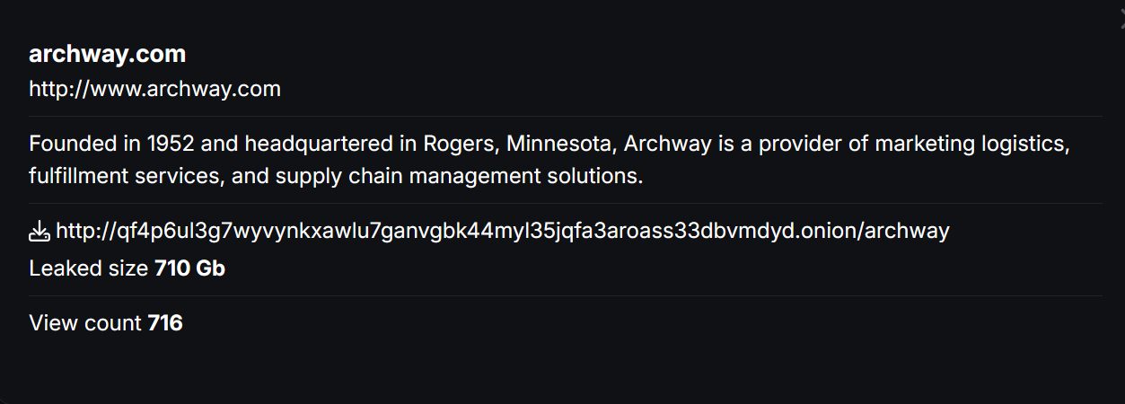 ARCHWAY成为CHAOS勒索软件的受害者
