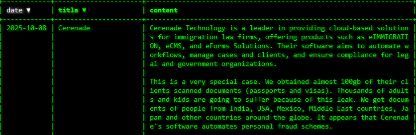 Cerenade成为akira勒索软件的受害者