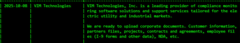 VIM Technologies Inc.成为akira勒索软件的受害者