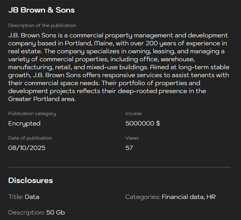 J B Brown父子公司成为sinobi勒索软件的受害者