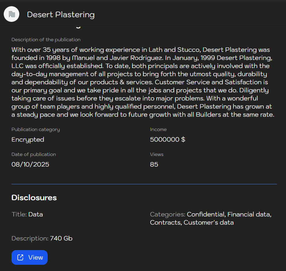 Desert Plastering，LLC成为sinobi勒索软件的受害者
