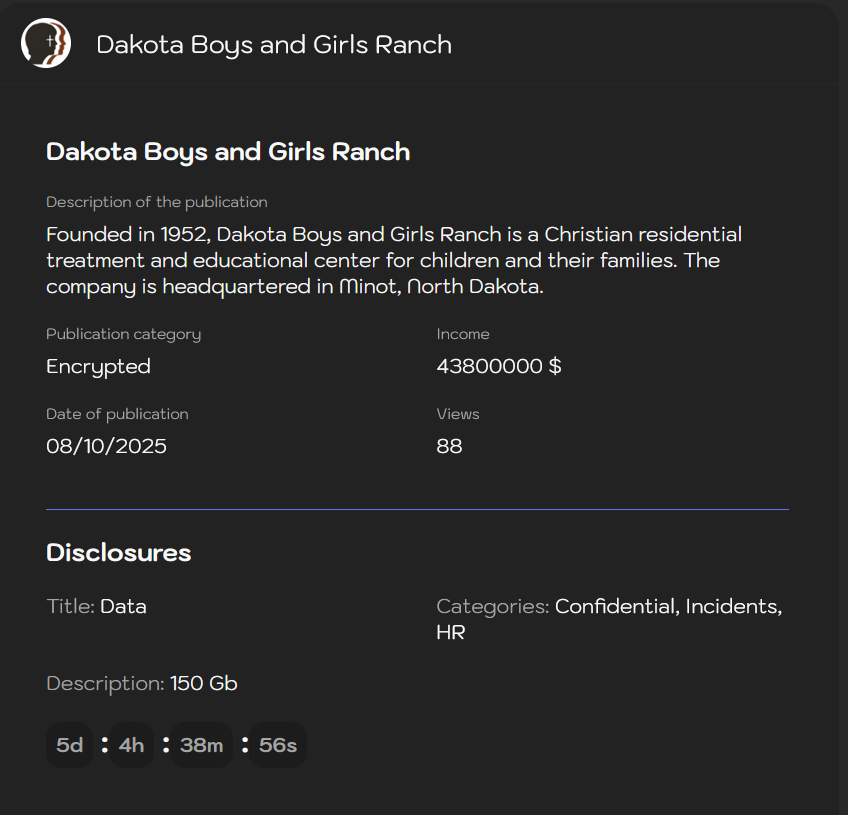 达科他州男孩和女孩Ranch成为sinobi勒索软件的受害者