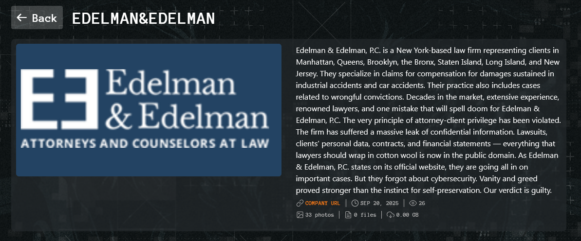 Edelman&Edelman，P.C.成为Qilin勒索软件的受害者