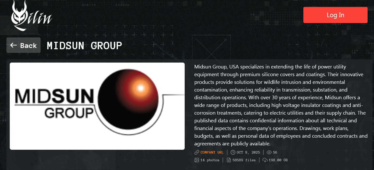 INC.Midsun Group成为Qilin勒索软件的受害者