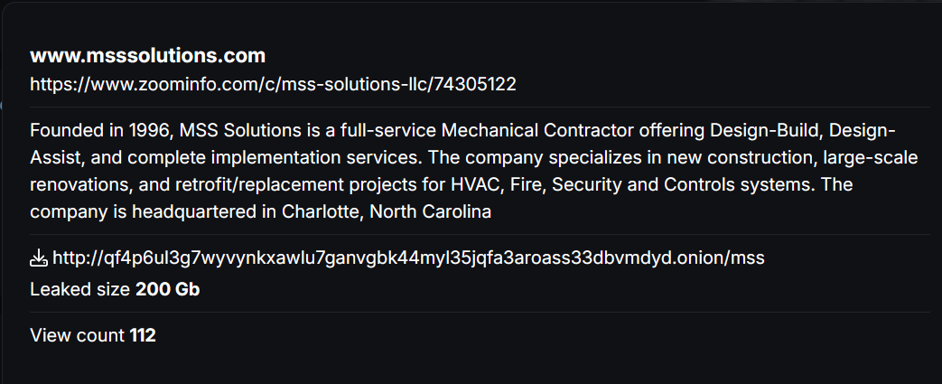 MSS Solutions，LLC成为CHAOS勒索软件的受害者