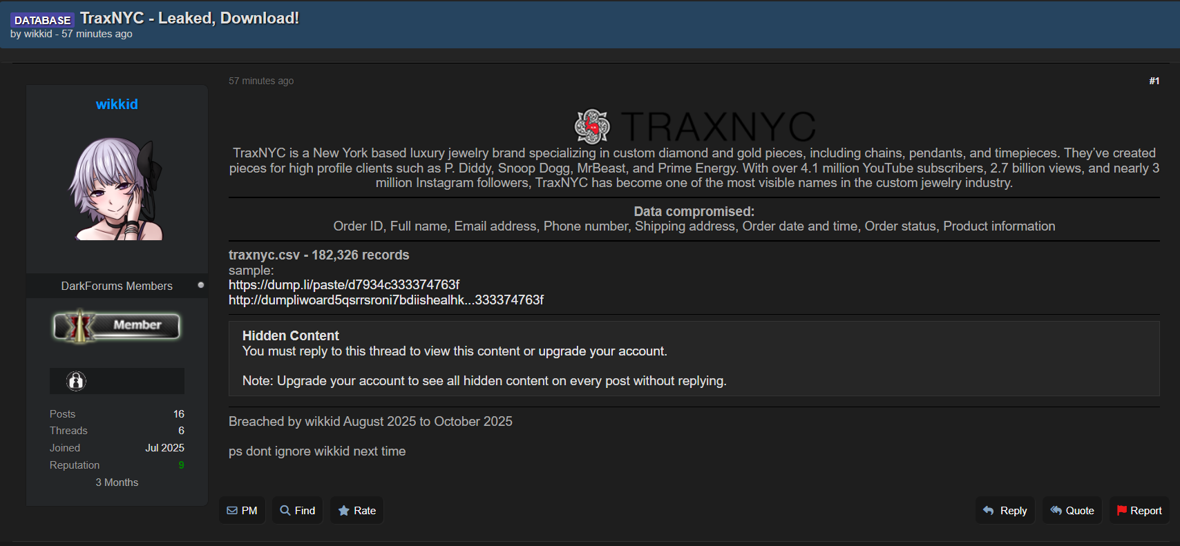 TraxNYC涉嫌数据外泄