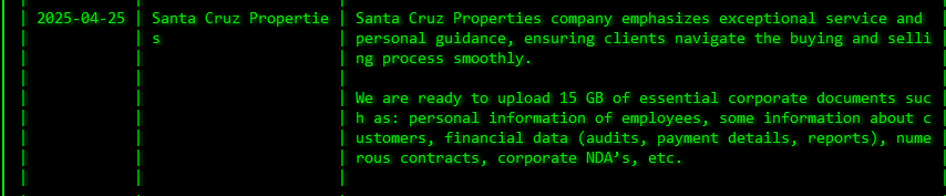 Santa Cruz Properties，Ltd.成为Akira勒索软件的受害者