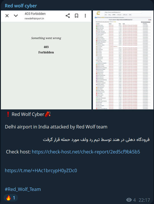 Red狼cyber瞄准德里国际机场网站