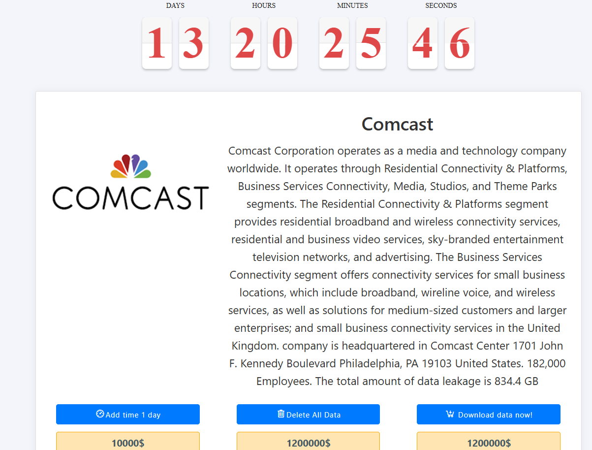 Comcast成为MEDUSA勒索软件的受害者