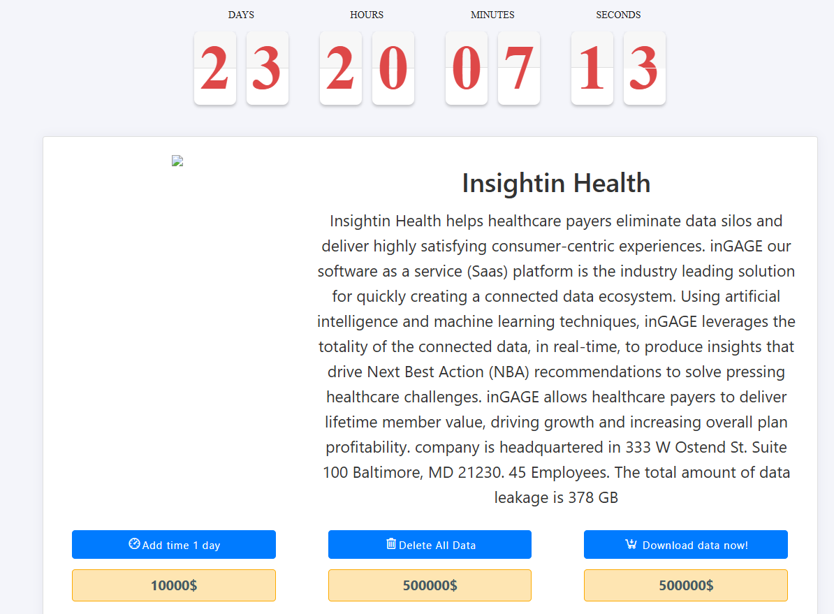 Insightin Health成为MEDUSA勒索软件的受害者