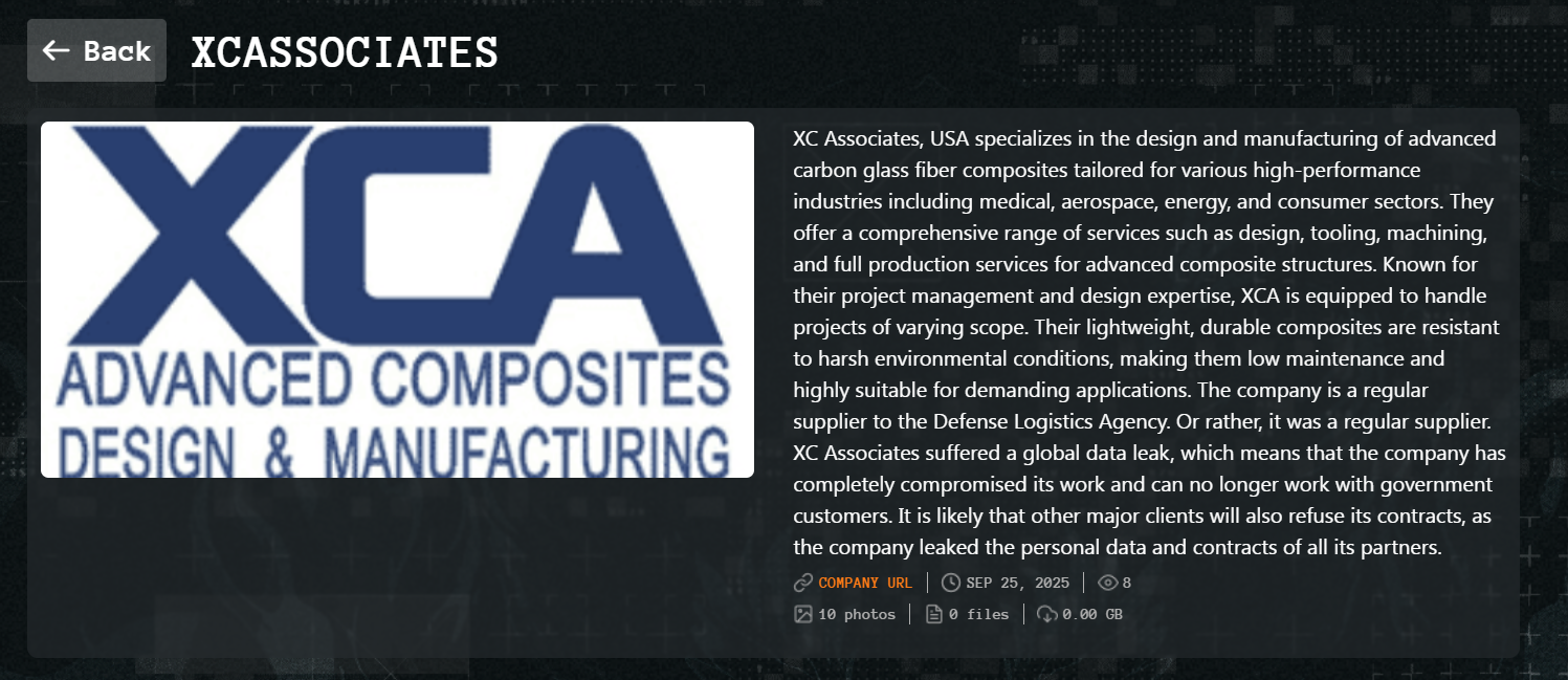 XCA Composites LLC成为Qilin勒索软件的受害者