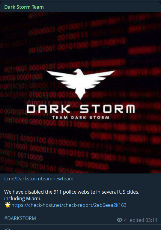 Dark Storm Team瞄准国家911计划网站