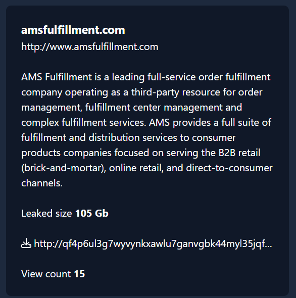 AMS Fulfillment成为CHAOS勒索软件的受害者