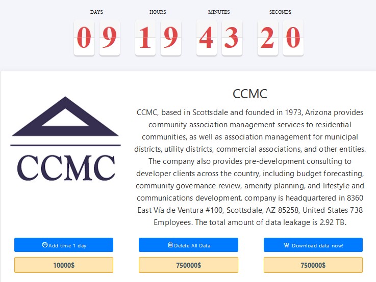 CCMC成为MEDUSA勒索软件的受害者