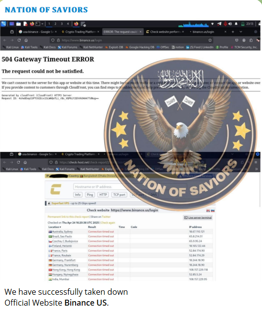 NATION OF SAVIORS瞄准Binance.US网站