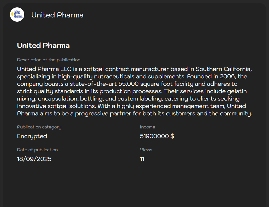 United Pharma LLC成为Sinobi勒索软件的受害者
