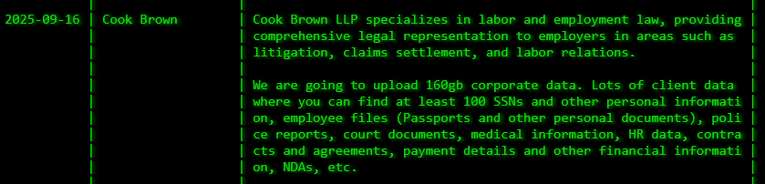 库克Brown律师事务所成为akira勒索软件的受害者