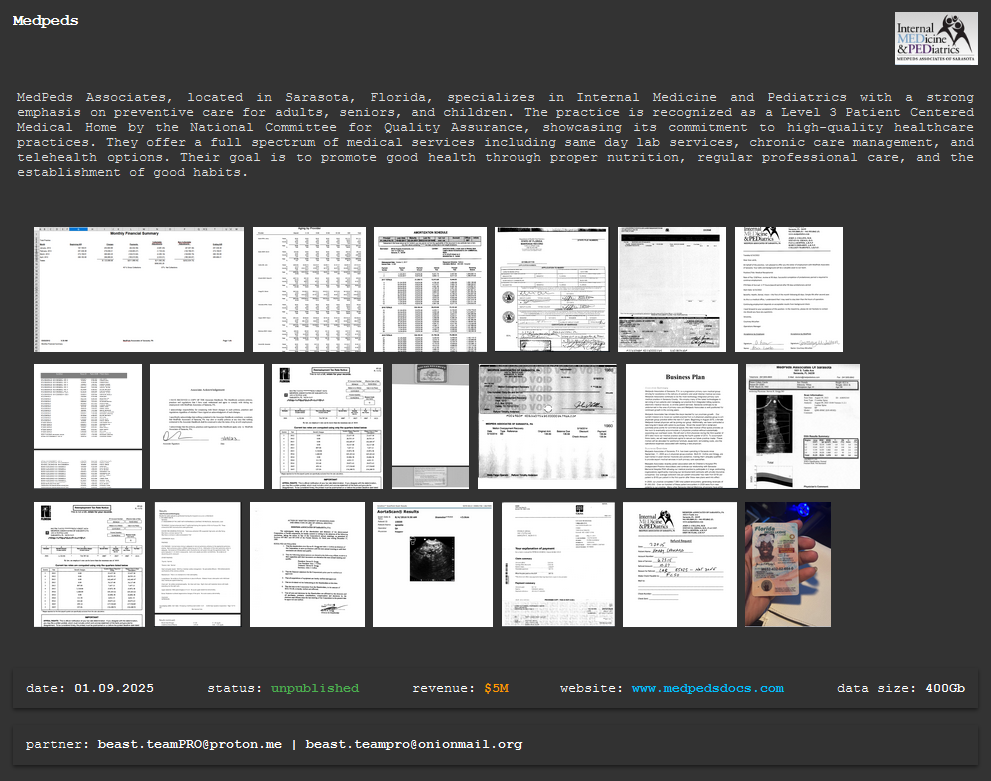萨拉索塔MedPeds Associates成为BEAST勒索软件的受害者