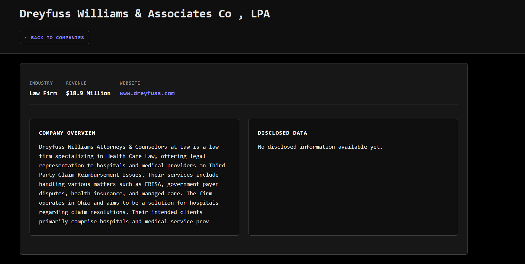 Dreyfuss Williams&Associates Co.,LPA涉嫌数据外泄