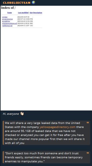 Inc.黄色Pages目录涉嫌数据外泄