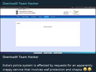 OverloadX团队黑客瞄准印度警察局(IPS)