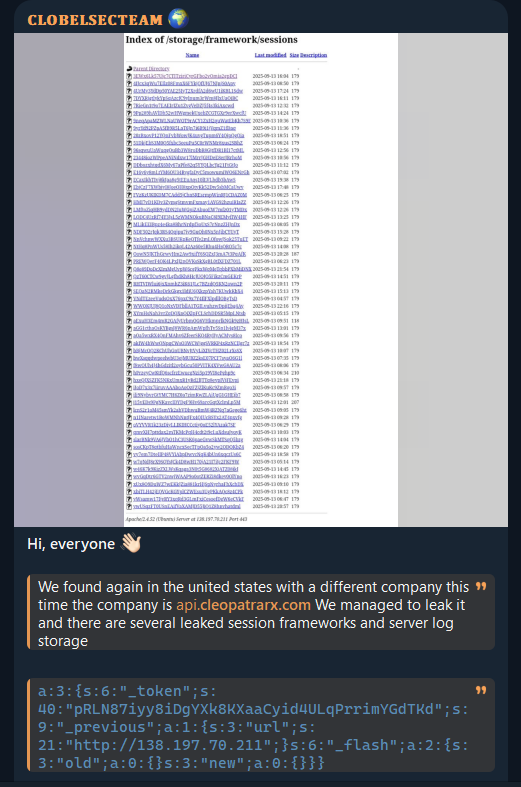 据称是克利奥帕特拉的数据外泄