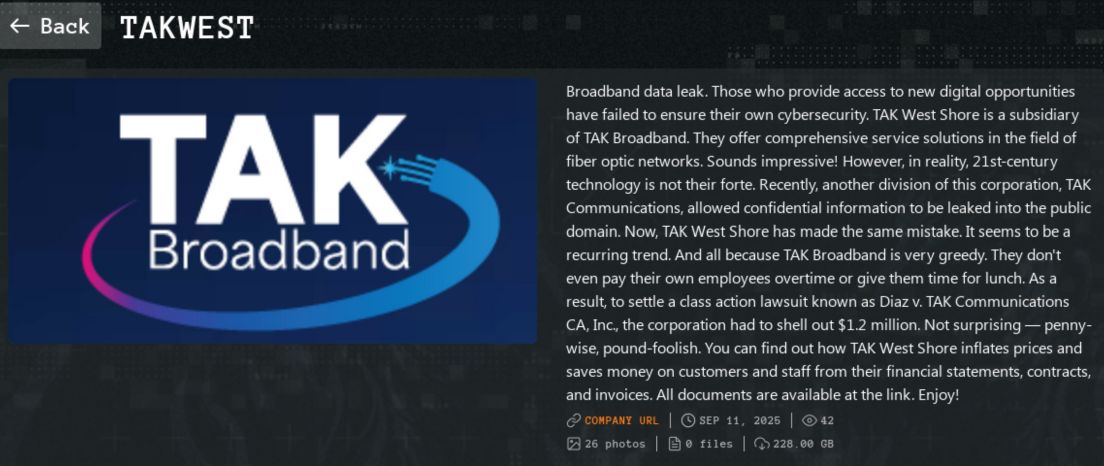 TAK Broadband成为Qilin勒索软件的受害者