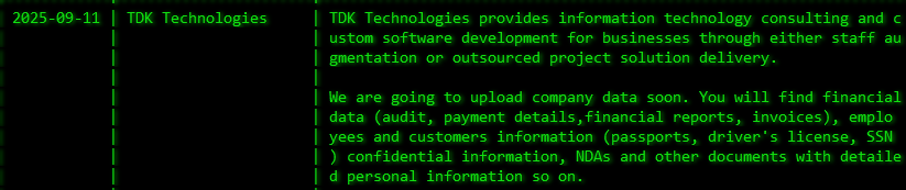 TDK Technologies成为akira勒索软件的受害者