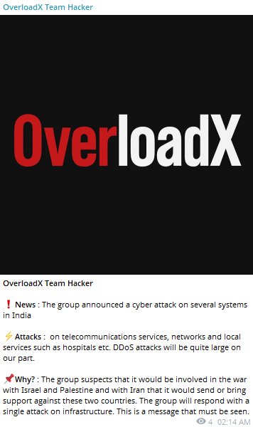 OverloadX团队黑客声称针对印度