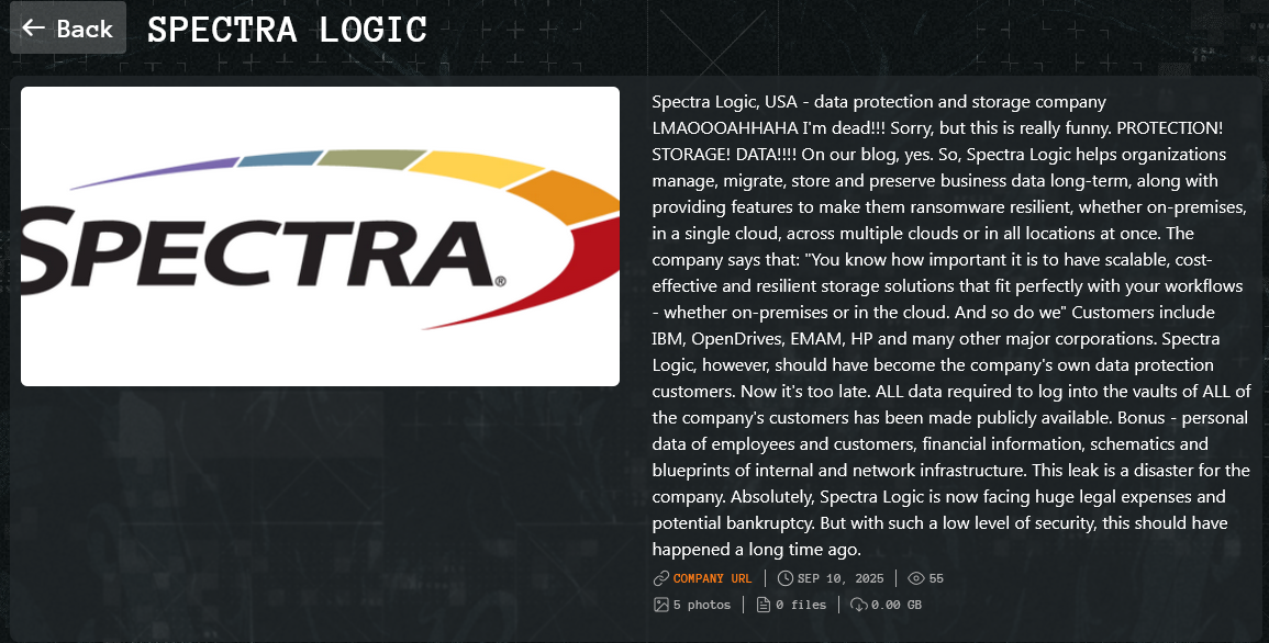 Spectra Logic成为Qilin勒索软件的受害者