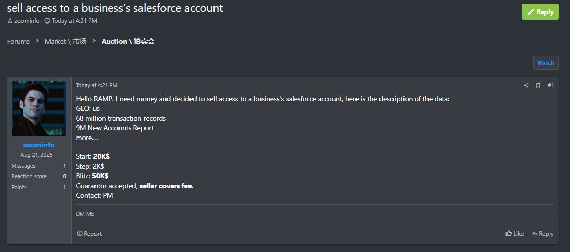 涉嫌在美国出售salesforce帐户