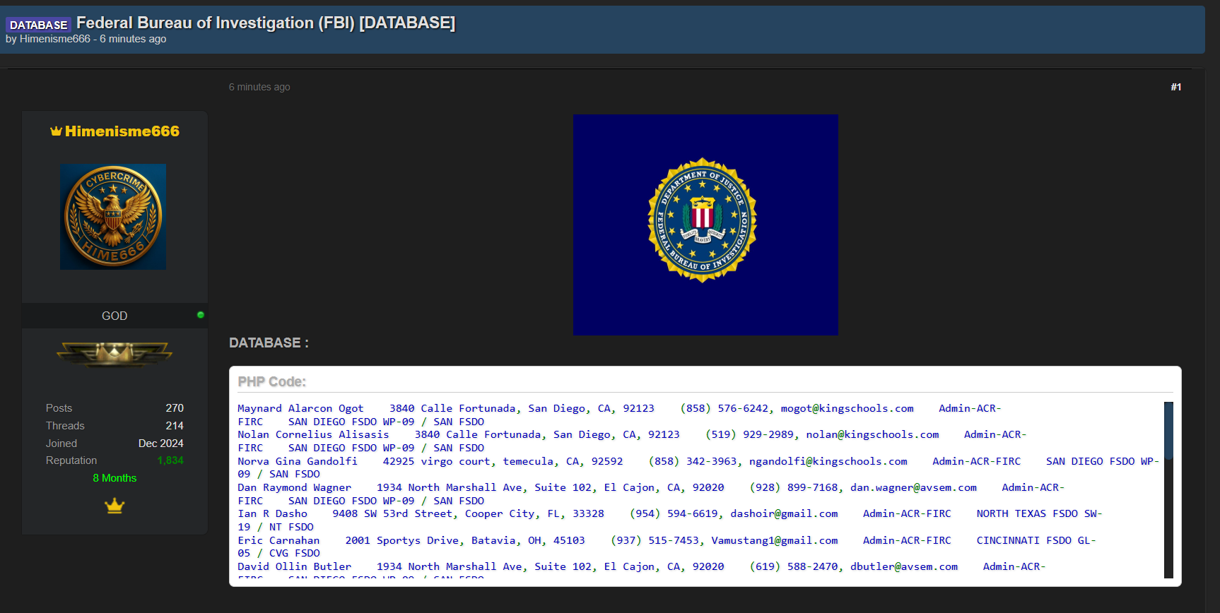 涉嫌出售Federal调查局数据
