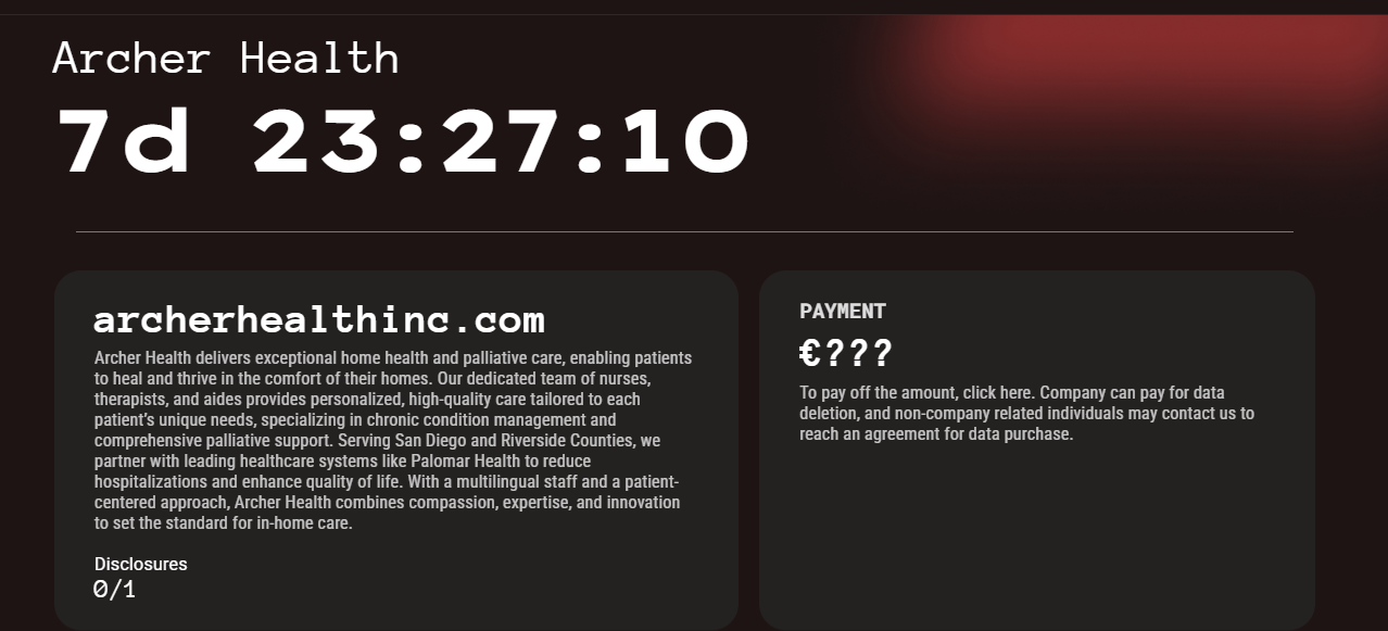 INC.Archer Health成为Kill Security勒索软件的受害者