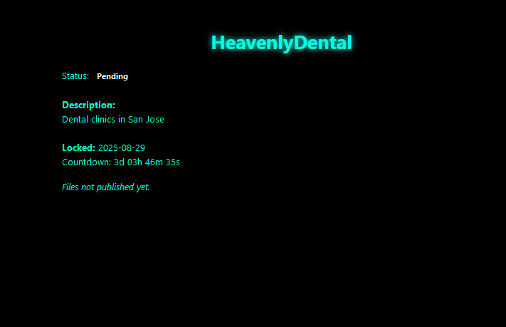 HeavenlyDental成为Obscura勒索软件的受害者